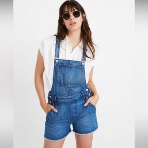 Madewell Adirondack Denim Short Overalls Blue Jean Shortalls
